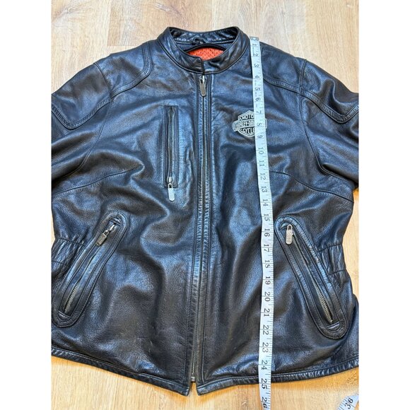 Vintage Harley Davidson Womens Black Leather Embroidered Jacket Orange Mesh Lini - Picture 9 of 13